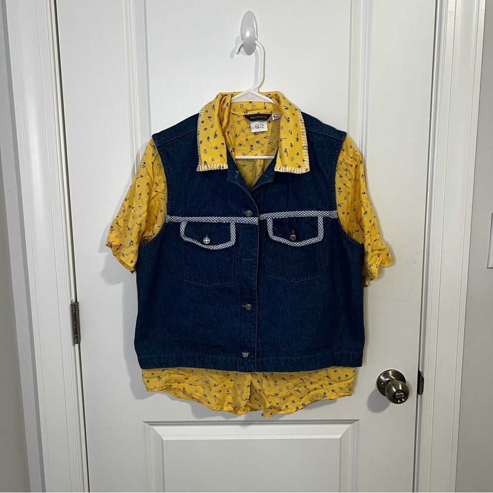 Vintage Willowbend Floral Skirt‎ Denim Vest Button Down Shirt Size Medium Spring - Picture 8 of 16